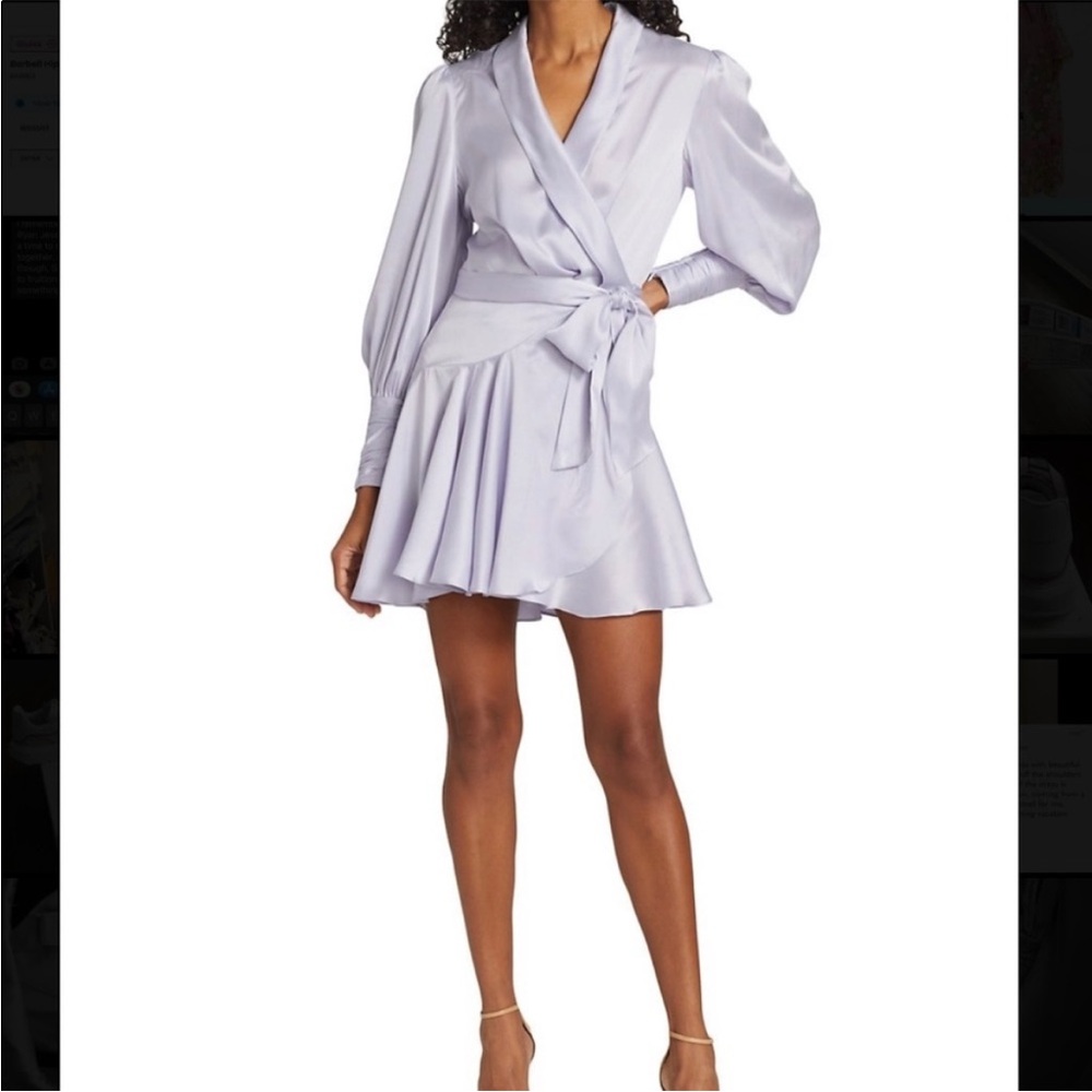 Zimmerman NWT Silk Wrap Mini Dress (Size Small, Light Purple/Lilac)